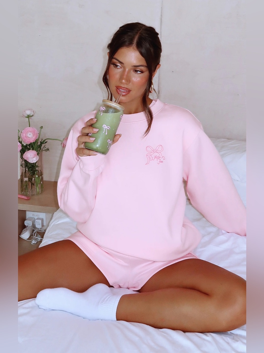 White Fox Boutique Love You Forever Oversized Sweater Pink Sz L/XL 
(Jun A-1)
